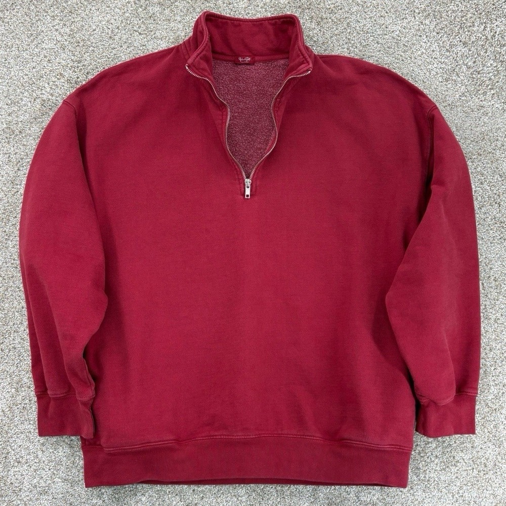 John Galt Brandy Melville Oversized 1/4 Zip Sweatshirt One Size Red Heavyweight